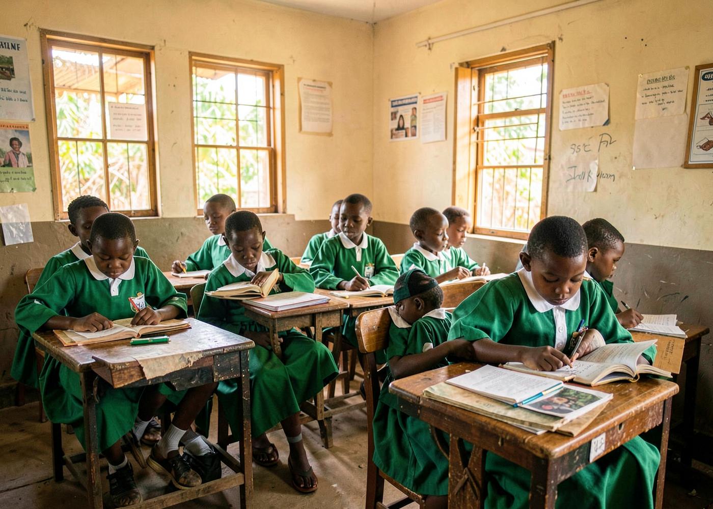 Pupils learning in a The Living Spring School classroom